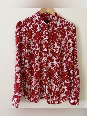 ❤️Tommy Hilfiger Red and White Floral Button-Down Shirt
